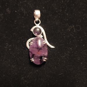Amethyst and Sterling Plated Pendant